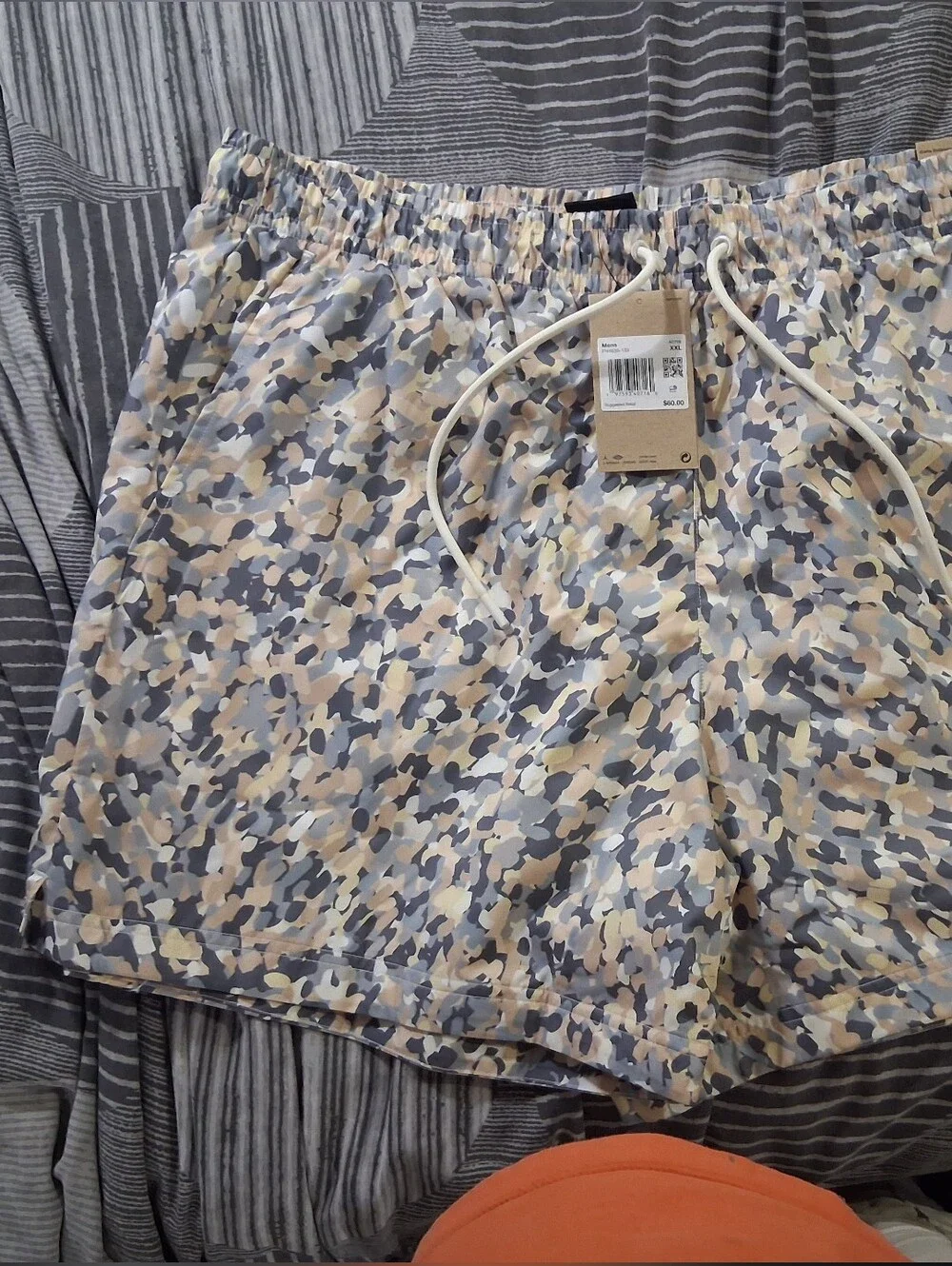 Jordan Cotton On Men's Camo Swim Shorts in Beige, Gray, Cream